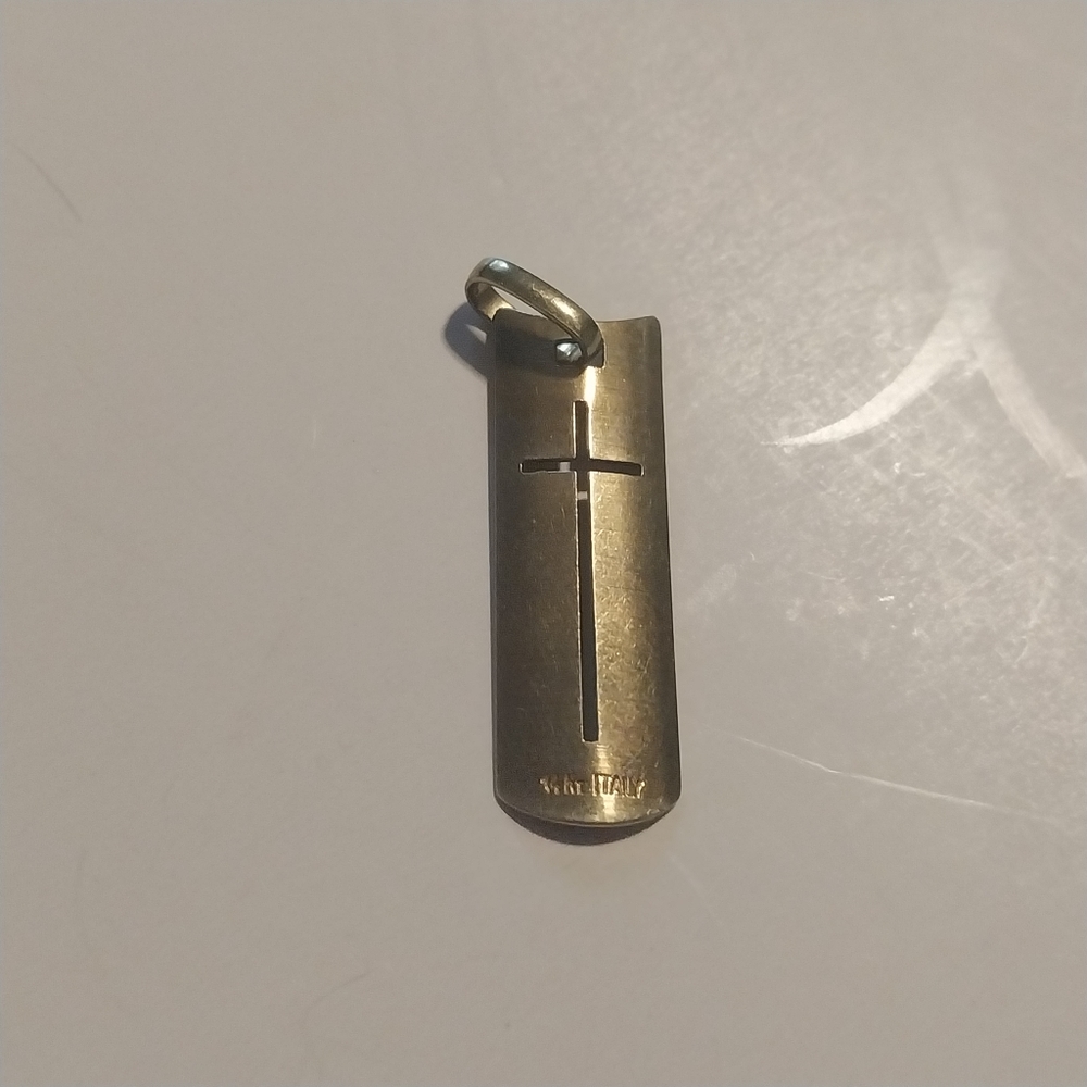 14K Gold Shield Cross Charm